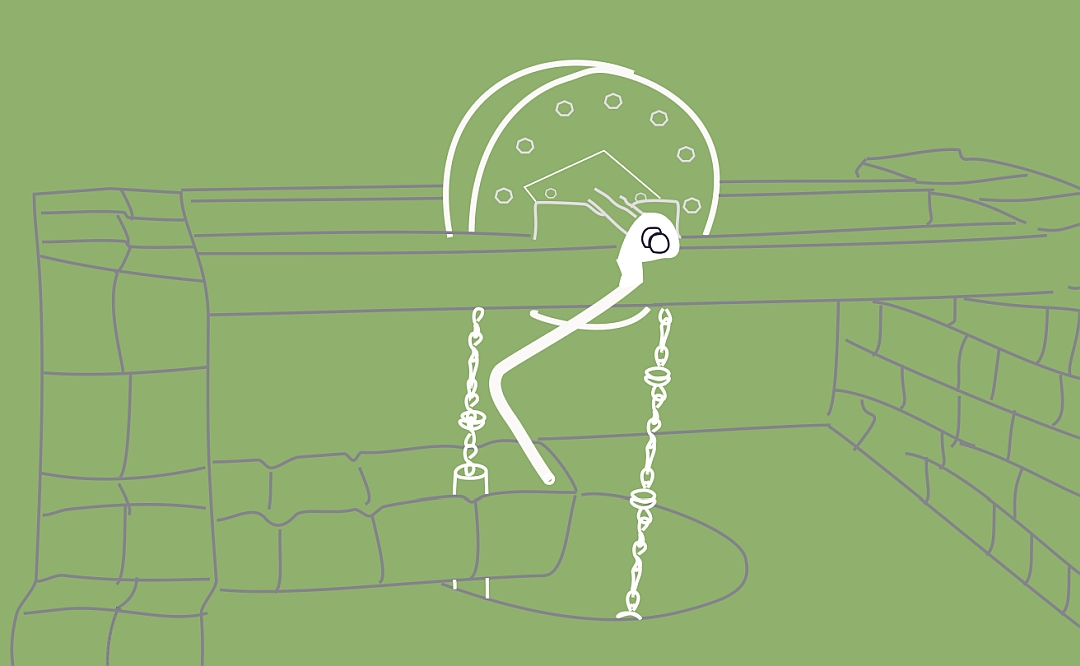 Dibujo de la parte superior de una noria