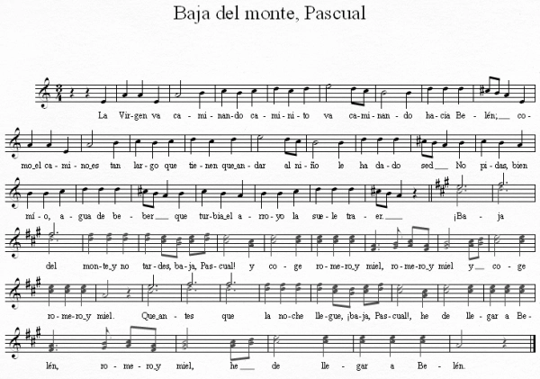 Partitura romance La Virgen y el ciego