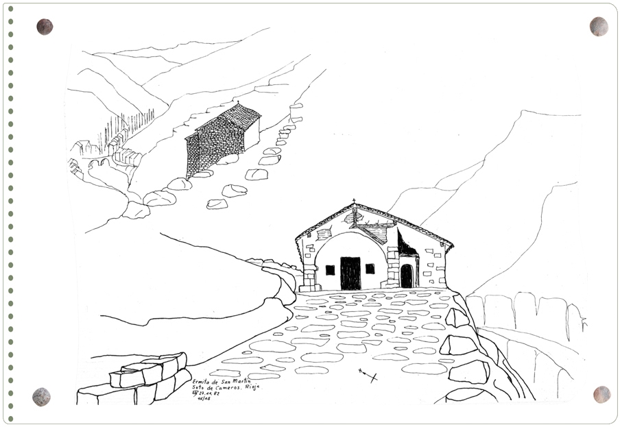 Dibujo de Ernesto Reiner: ermita de San Martín