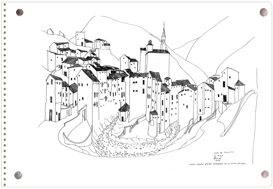 Dibujo de Ernesto Reiner: 180 grados alrededor de un horno de pan